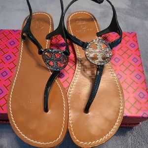 Tory burch Miller  black patent rhinestone